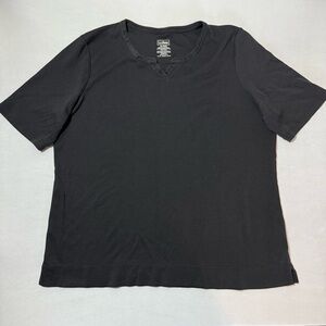 L.L. Bean Black Short Sleeve Notch Neck Tee Size XL